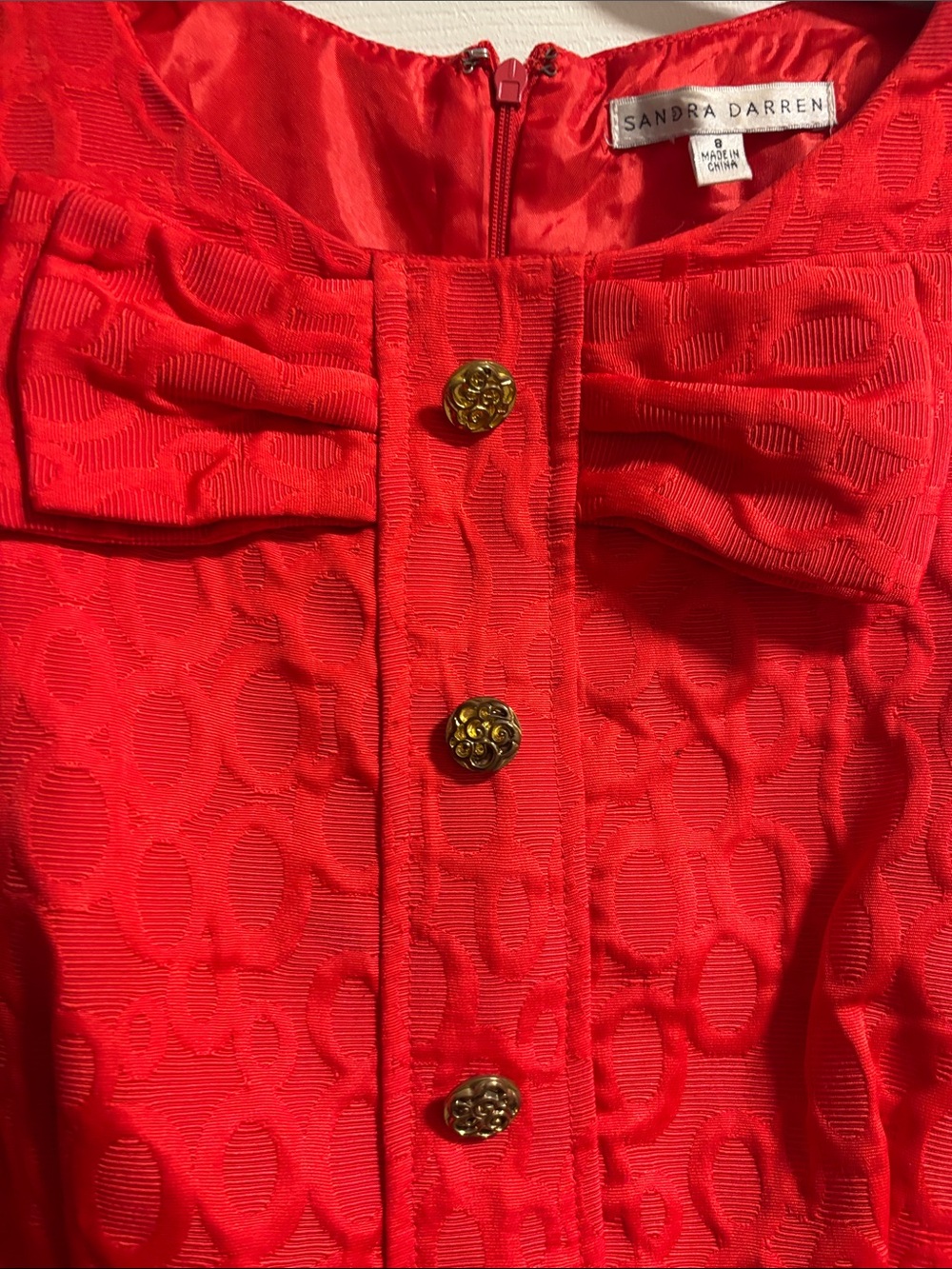 Sandra Darren size 8 vibrant red dress - Picture 3 of 5